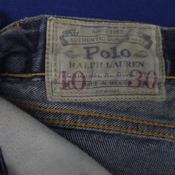 Polo Ralph Lauren Mens Hampton Straight Blue Denim Jeans Size 40x30 RL Logo - Picture 3 of 7